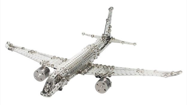 bouwset Vliegtuig staal zilver 570-delig