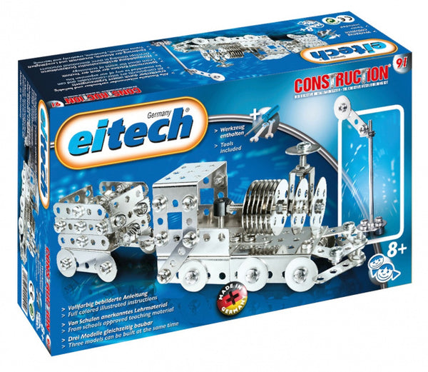 constructieset trein met wagon staal zilver 91-delig