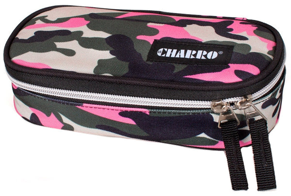 etui 21 x 4,5 x 9,5 cm polyester roze/groen/zwart