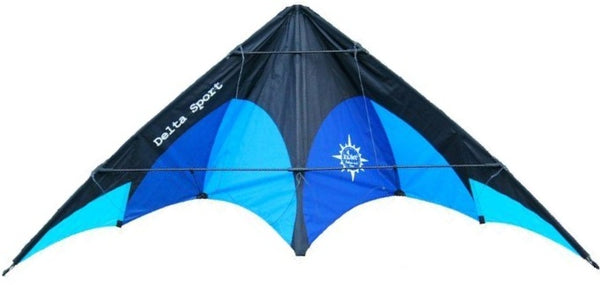 tweelijnsstuntkite Delta Sport 160 cm zwart/blauw