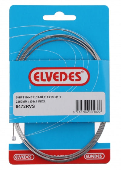 Schakel binnenkabel Elvedes 2250mm RVS Ø1,1mm Shimano / SRAM N-nippel (op kaart) - Zilver