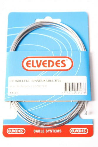 Schakel binnenkabel Elvedes 3000mm RVS Ø1,1mm Shimano / SRAM nippel (op kaart) - Zilver