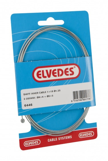 Schakel binnenkabel Elvedes 2250 mm 1 x 19 draads verzinkt ø1,25 met N-nippel ø4×4 + Tø5×3 (per stu