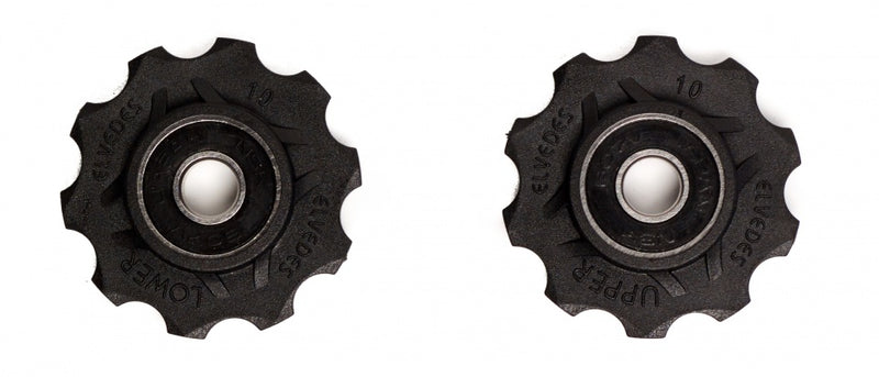Derailleurwieltjes 2 x 10 tands Elvedes met standaard afgedichte lagers en spacers