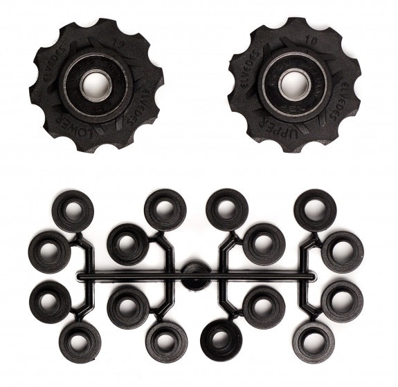 Derailleurwieltjes 2 x 10 tands Elvedes met standaard afgedichte lagers en spacers