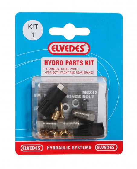 Hydraulische onderdelen kit 1 Elvedes M8 + M8 RVS voor Elvedes hydraulische leiding (op kaart)