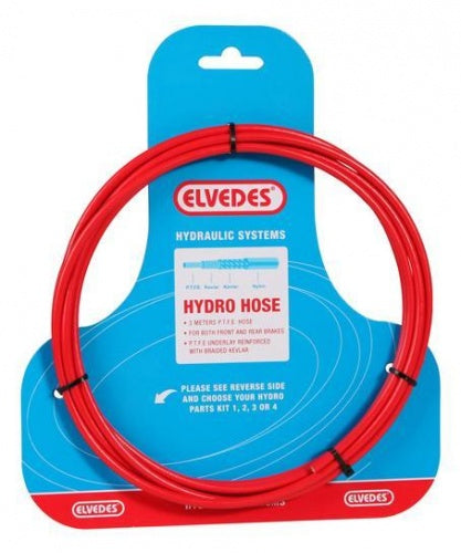 Hydraulische leiding Elvedes met PTFE voering en kevlar protectie - rood (3 meter op kaart)