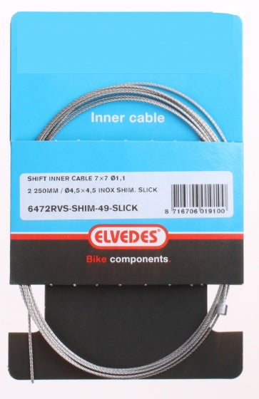 Schakel binnenkabel Elvedes 2250 mm 7 ×7 draads RVS ø1,1mm met N-nippel ø4.5 × 4.5mm - Zilver