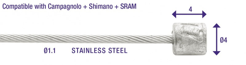 Schakel binnenkabel Elvedes 2250mm RVS Ø1,1mm N-nippel Ø4 × 4 (100 stuks) - Zilver