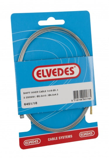 Schakel binnenkabel Elvedes 2250mm verzinkt Ø1,25mm Sturmey Archer / Torpedo N-nippel en T-nippel