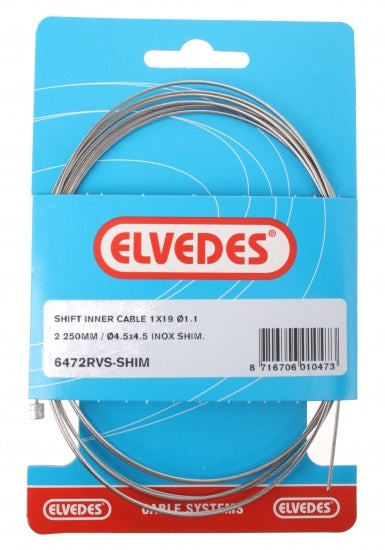Schakel binnenkabel Elvedes voor Shimano 2250mm RVS ø1,1mm Shimano N-nippel (op kaart) - Zilver