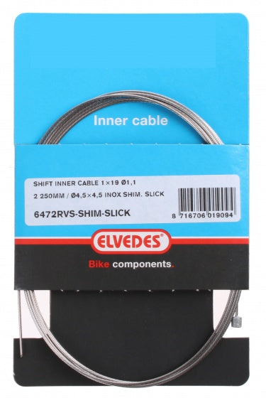 Schakel binnenkabel Elvedes 2250mm 1×19 draads RVS Slick ø1,1mm met N-nippel ø4,5 × 4,5