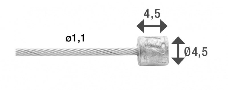 Schakel binnenkabel Elvedes 2250 mm 7 ×7 draads RVS ø1,1mm met N-nippel ø4.5 × 4.5mm - Zilver