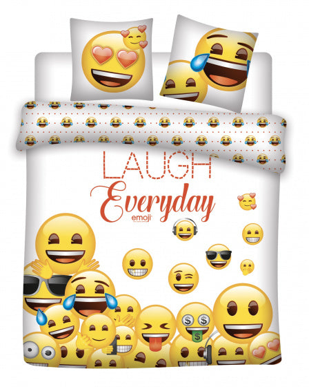 dekbedovertrek Emoji 240 x 220 cm PE wit 3-delig