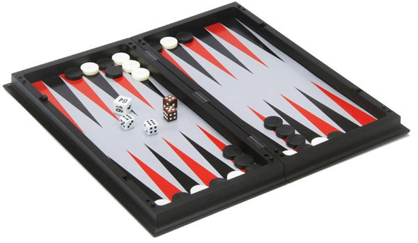 reisspel backgammon/schaken 24 cm zwart/wit