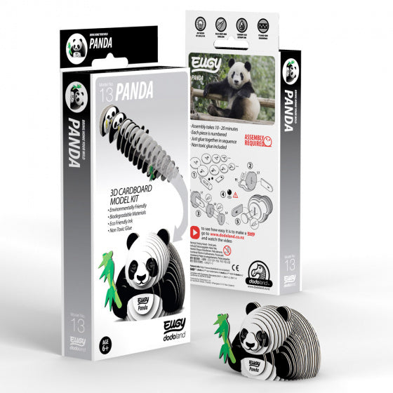modelbouwset Panda junior 5,6 cm karton zwart/wit 7-delig