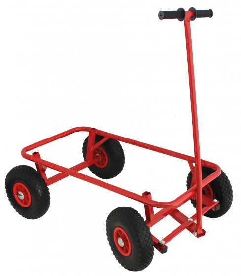 bolderwagen 95 x 61 cm hout/staal bruin/rood