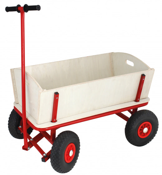 bolderwagen 95 x 61 cm hout/staal bruin/rood