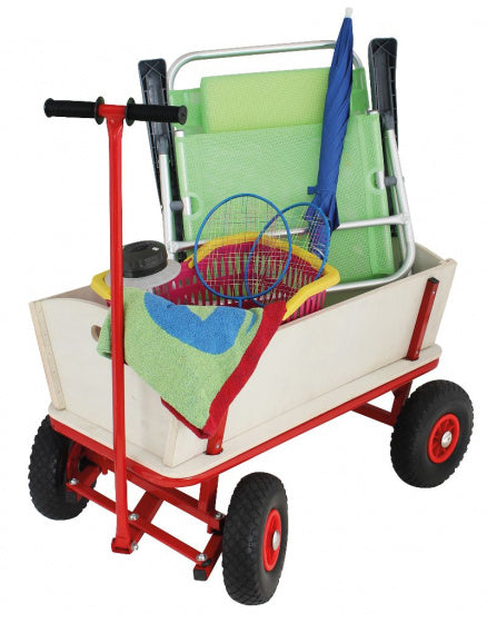 bolderwagen 95 x 61 cm hout/staal bruin/rood