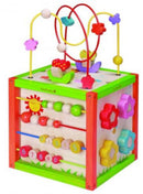 activiteiten kubus met kralenframe 25 cm hout