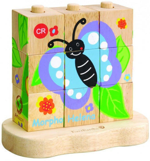 blokpuzzel Rups/vlinder junior hout 10-delig