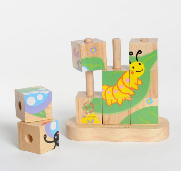 blokpuzzel Rups/vlinder junior hout 10-delig