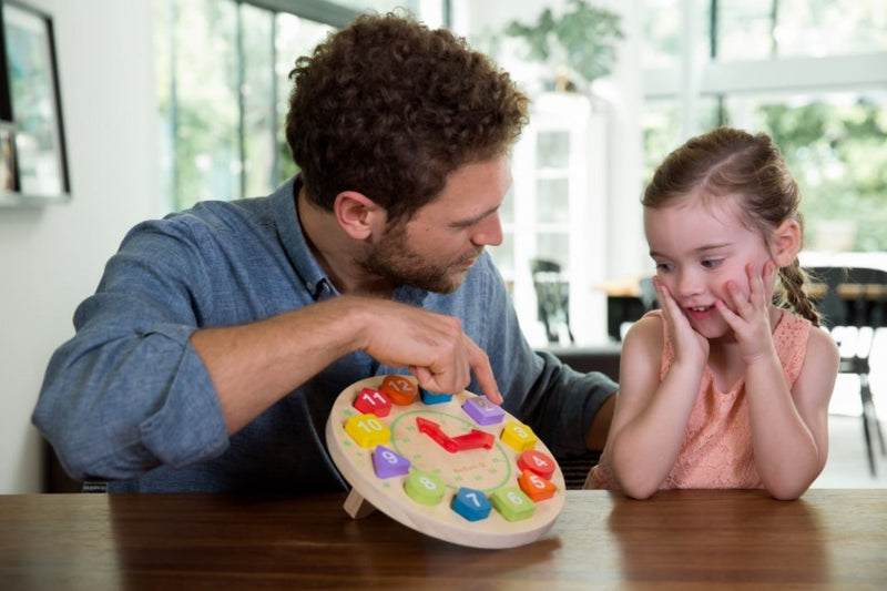 Houten klok vormen educatief multicolor 23 cm