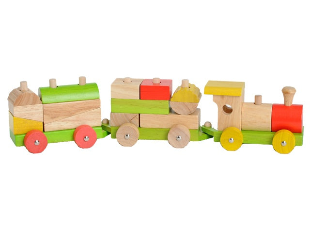 Trein blokken hout multicolor