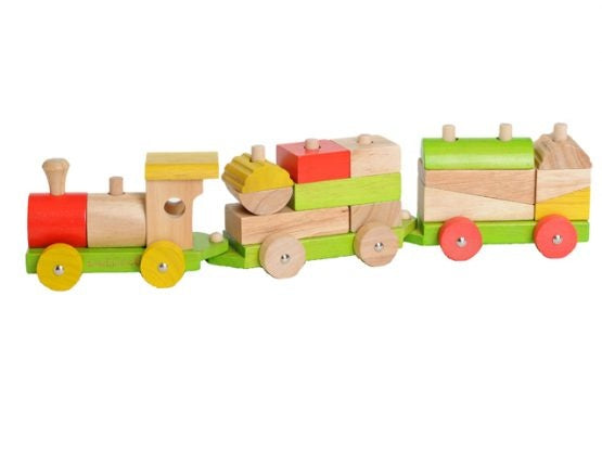 Trein blokken hout multicolor
