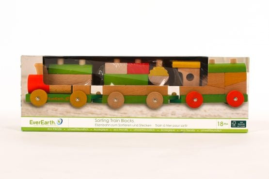Trein blokken hout multicolor