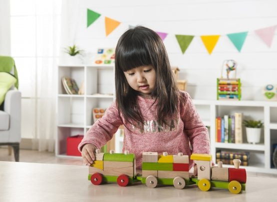 Trein blokken hout multicolor