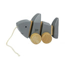 Trekdier haai hout grijs touw 17 cm