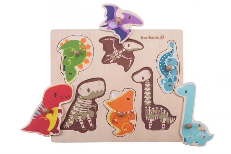 vormenpuzzel Dino junior hout 6 stukjes