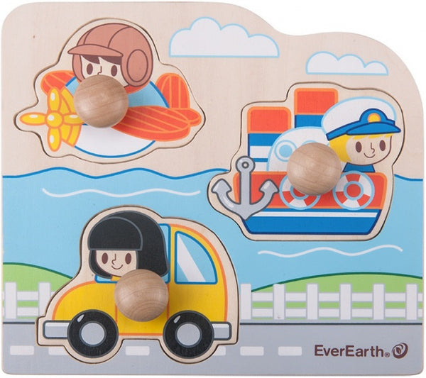 vormenpuzzel Voertuigen junior hout 3 stukjes
