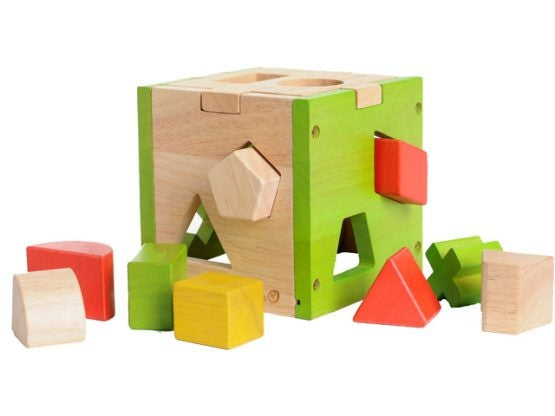Vormenstoof hout groen blank vierkant 15 cm