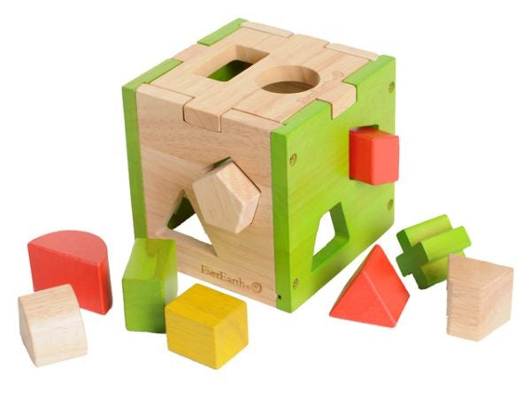 Vormenstoof hout groen blank vierkant 15 cm