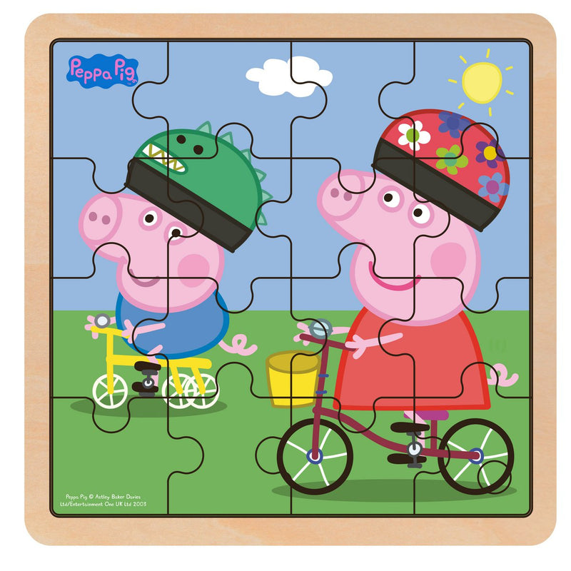 Peppa Pig Houten puzzel - Fietstocht - 16 stukjes - Peuter