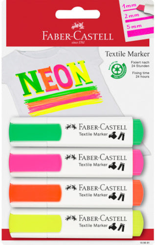 textielmarkers Neon 1 - 2 - 5 mm 4 stuks