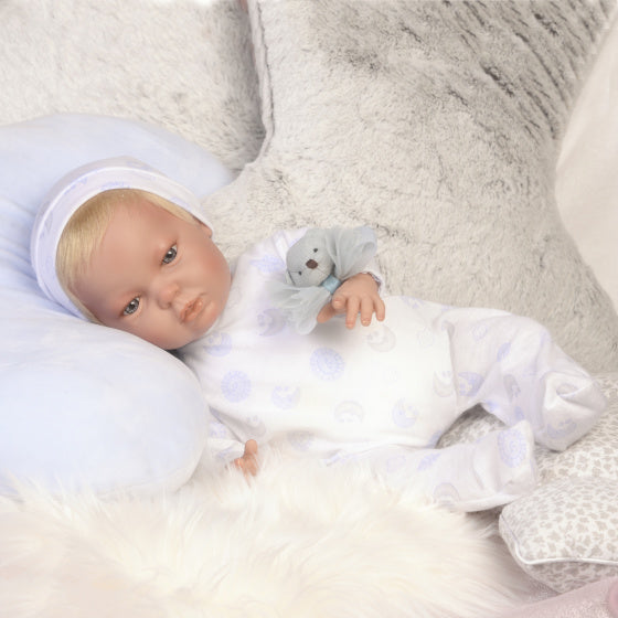 babypop Dani meisjes 45 cm vinyl/textiel wit/blauw