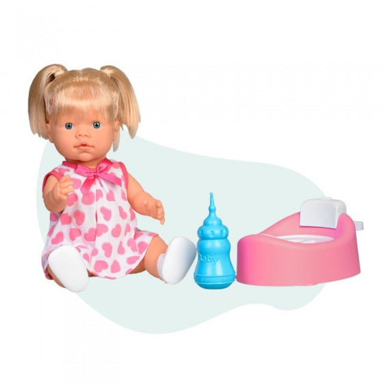 interactieve babypop met flesje en potje 40 cm meisjes roze