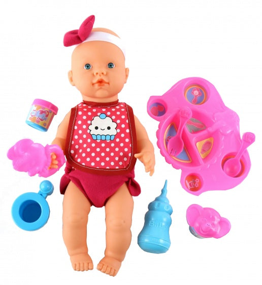 plas- en drinkpop met accessoires 40 cm meisjes roze 9-delig