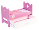 poppenbedje met lade 20 x 31 cm hout roze/wit