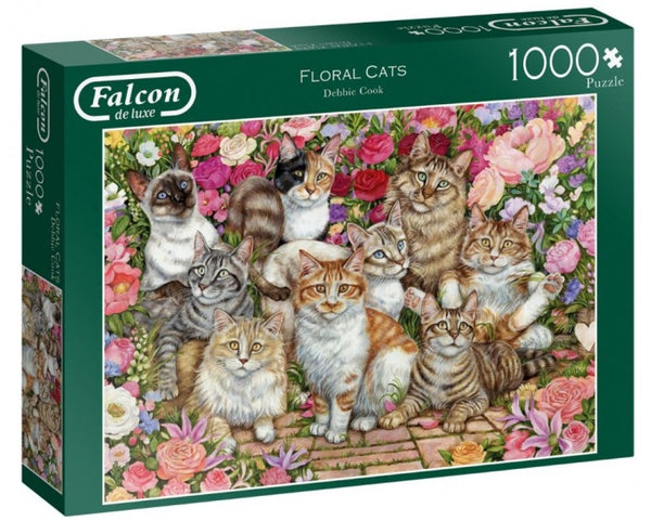 Falcon de Luxe Puzzel Floral Cats 1000 Stukjes