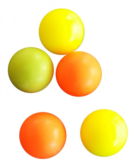tafelvoetbalballen 5 stuks geel/oranje/roze