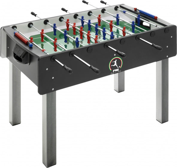 voetbaltafel Match 114,5 x 70 cm hout/staal/glas zwart