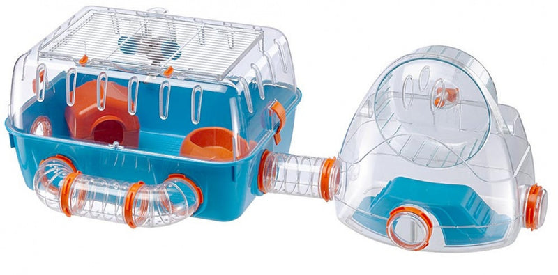 FERPLAST HAMSTERKOOI COMBI 2 BLAUW/ORANJE 79,5X29,5X26X3 CM