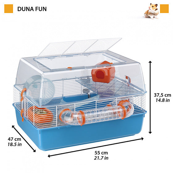 FERPLAST HAMSTERKOOI DUNA FUN BLAUW/ORANJE 55X47X37,5 CM