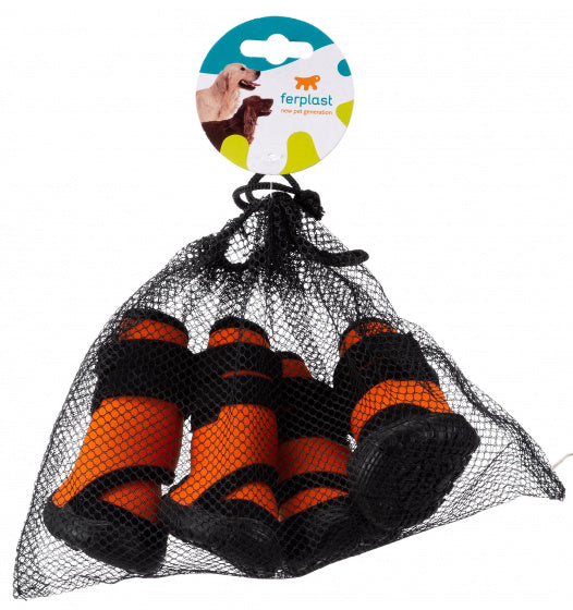 FERPLAST HONDENSCHOENEN TREKKING ORANJE / ZWART 9X8X14 CM 4 ST