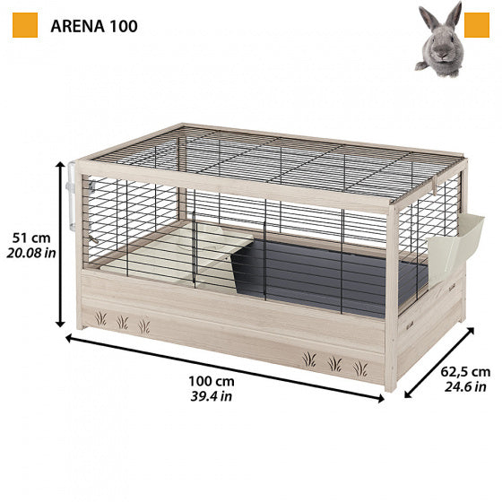 FERPLAST KONIJNENKOOI ARENA HOUT 100X62,5X51 CM