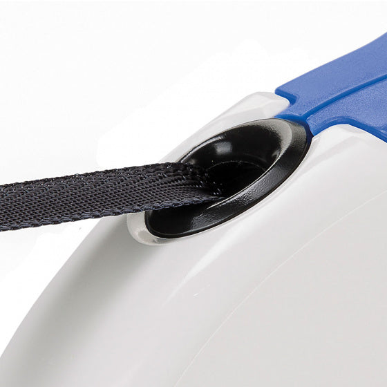 FERPLAST HONDENRIEM ROLLIJN AMIGO TAPE BLAUW / WIT M 5 MTR
